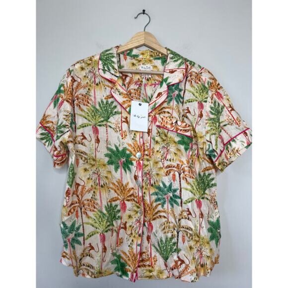 NWT The Lazy Poet Nina Linen Elastic Short Pajama Set Sleepwear Pegasus Size: L - Picture 9 of 11